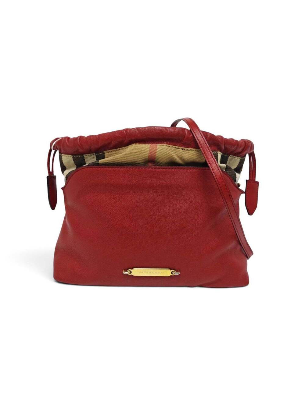 Burberry Little Crush House Check Red Leather Crossbody Bag
